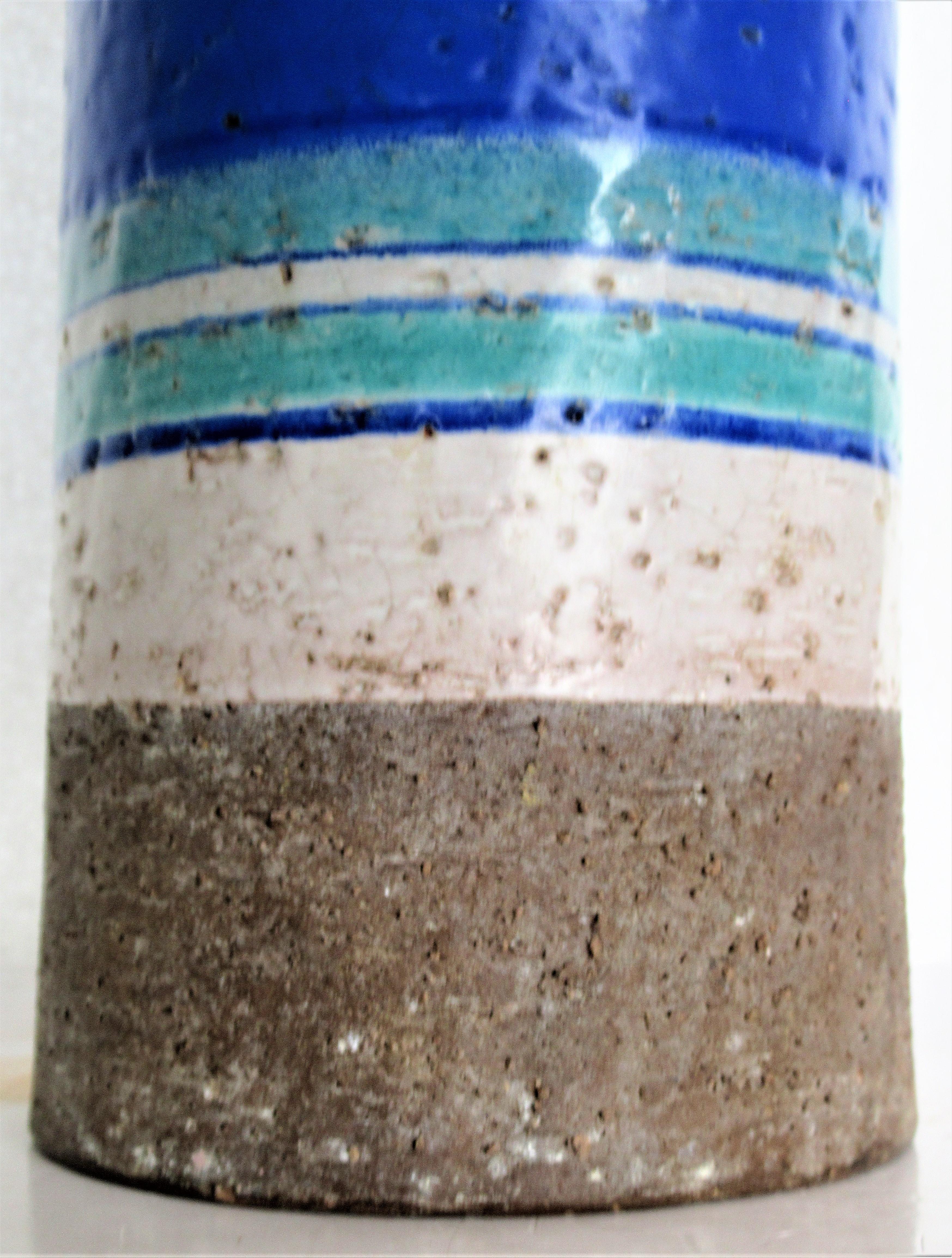 Mid-Century Modern Tall Cylindrical Italian Pottery Vase by Bitossi