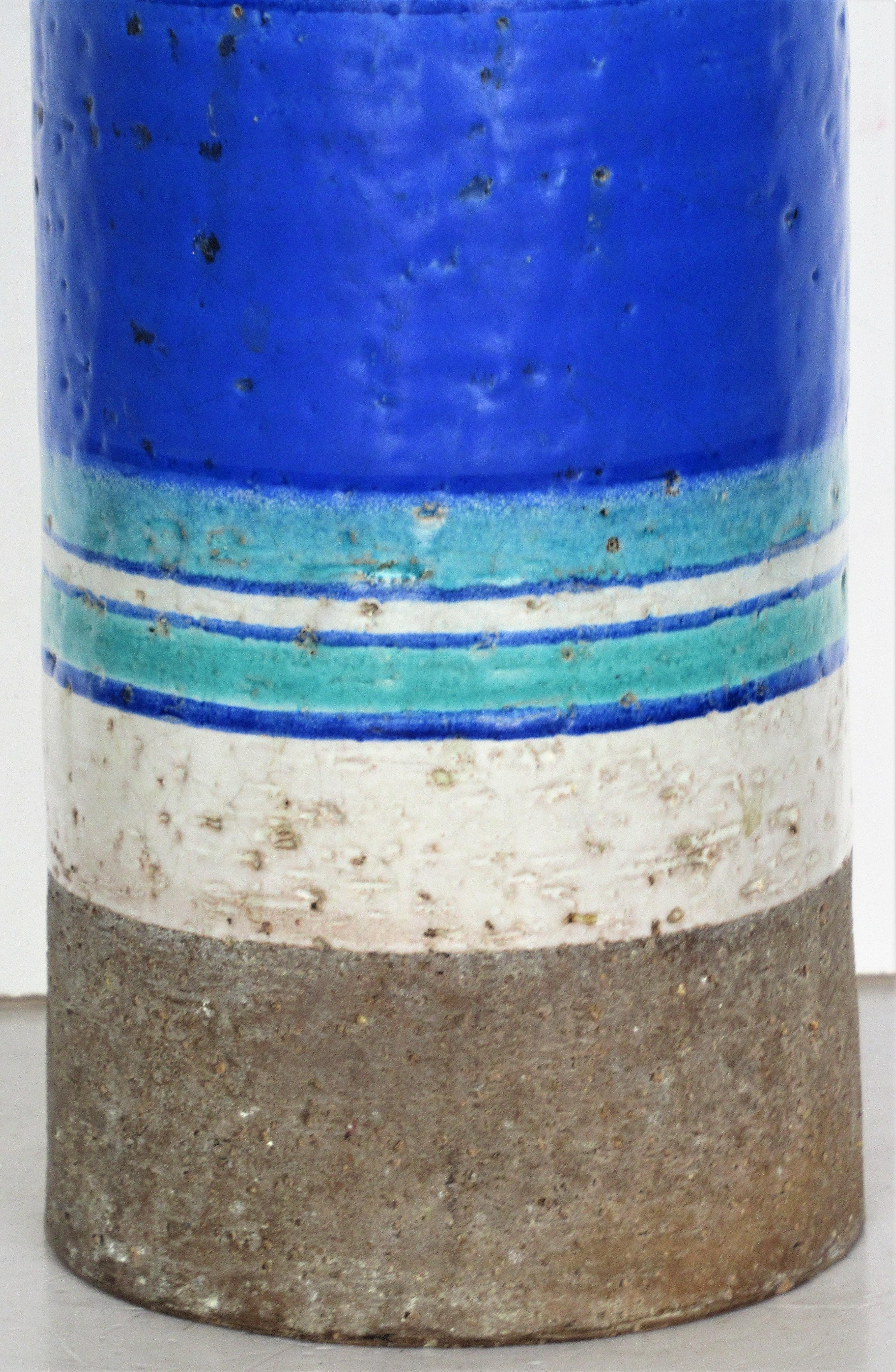Tall Cylindrical Italian Pottery Vase by Bitossi 1