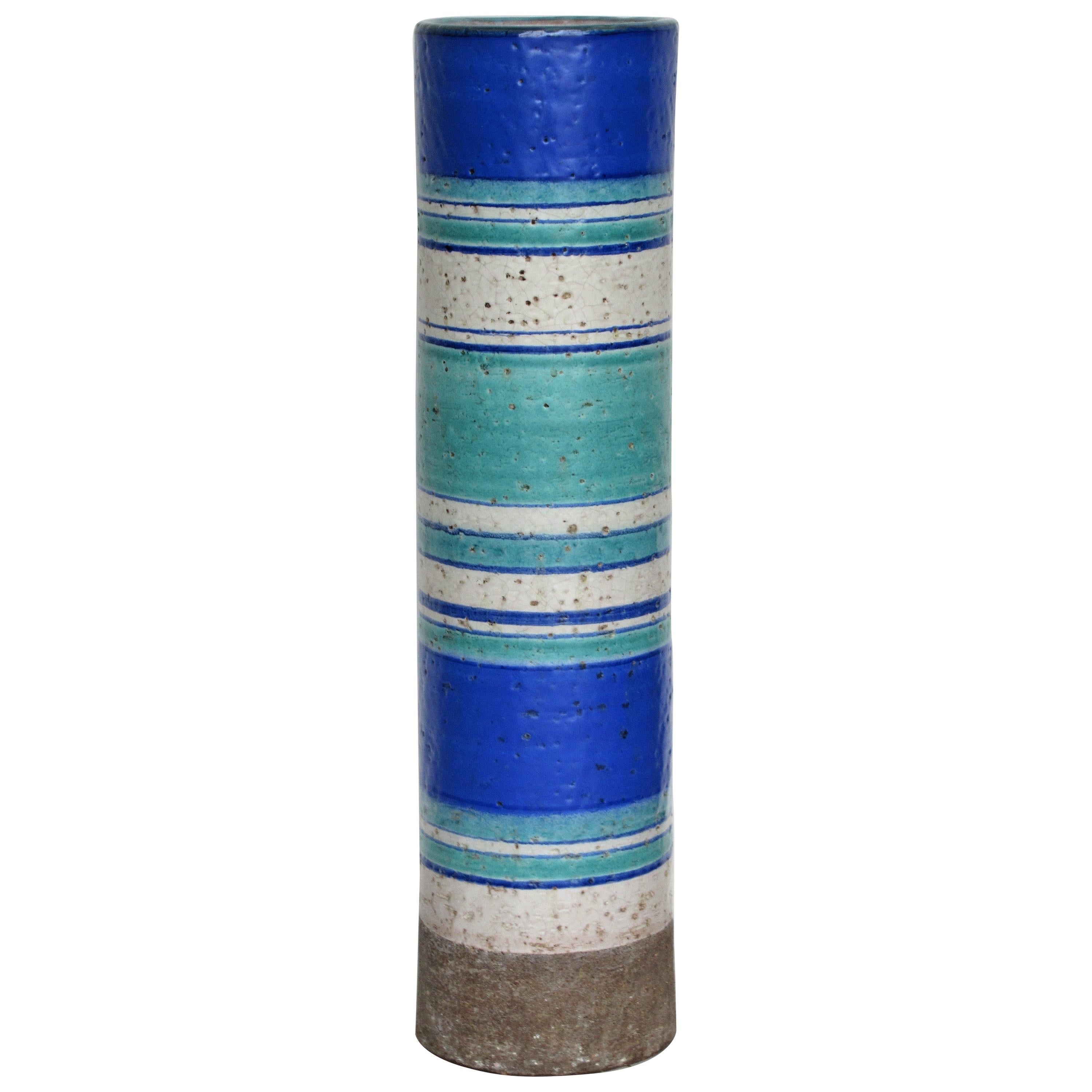 Tall Cylindrical Italian Pottery Vase by Bitossi