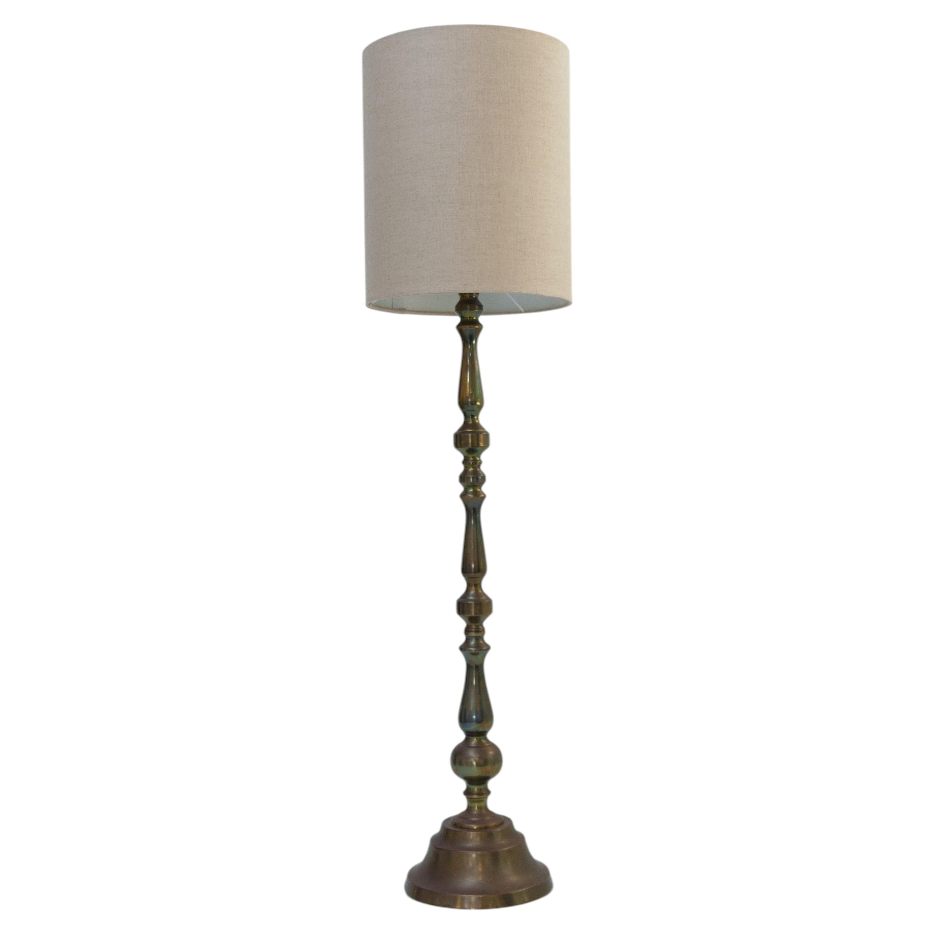 Tall Danish Brass Table Lamp, 1910s. For Sale