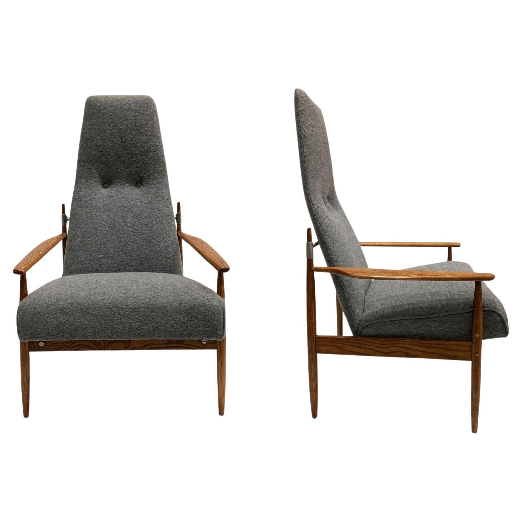 Tall Danish Lounge Chairs by Peter Hvidt