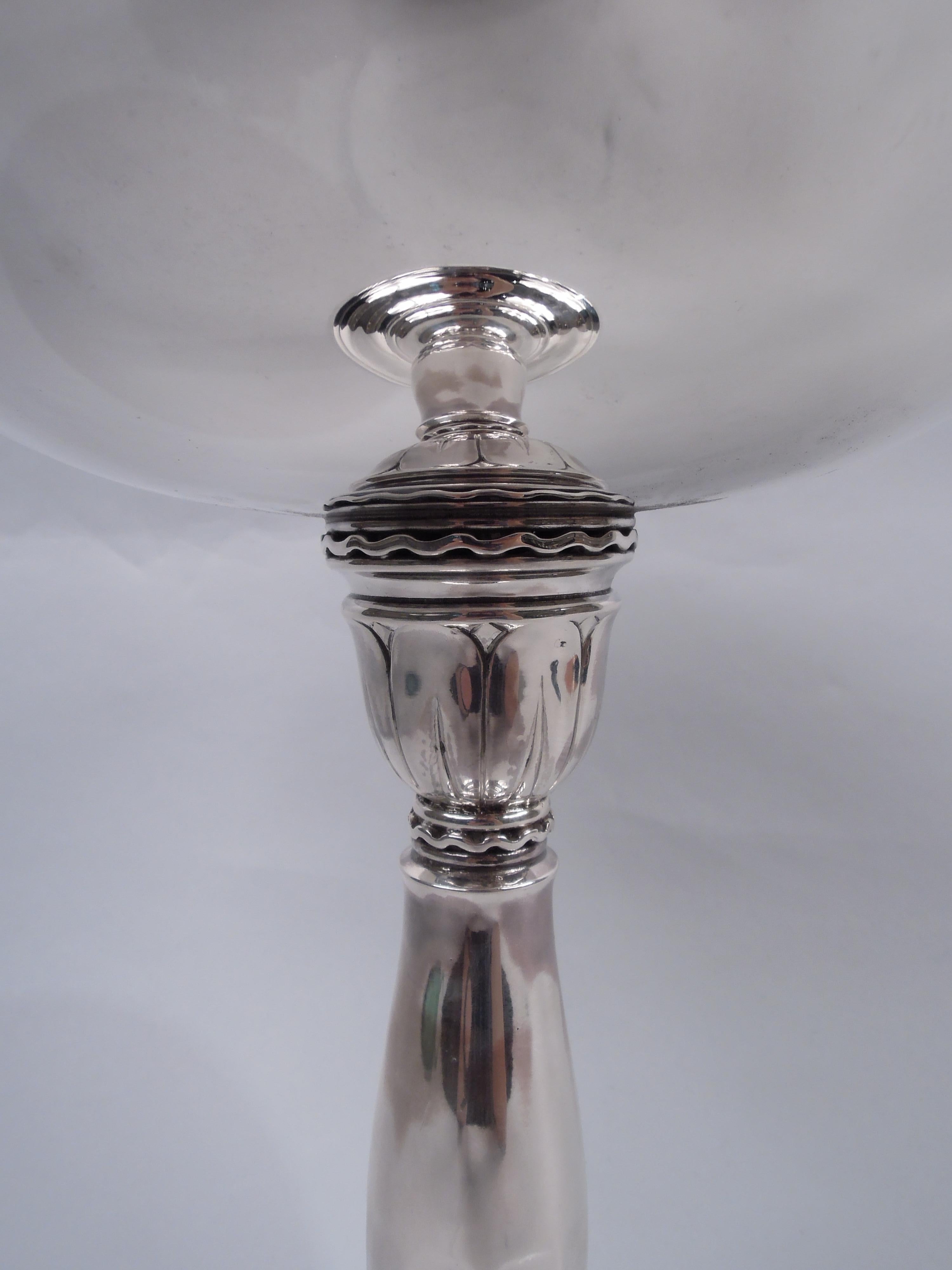 Scandinavian Modern Tall Danish Midcentury Modern Classical Sterling Silver Compote For Sale
