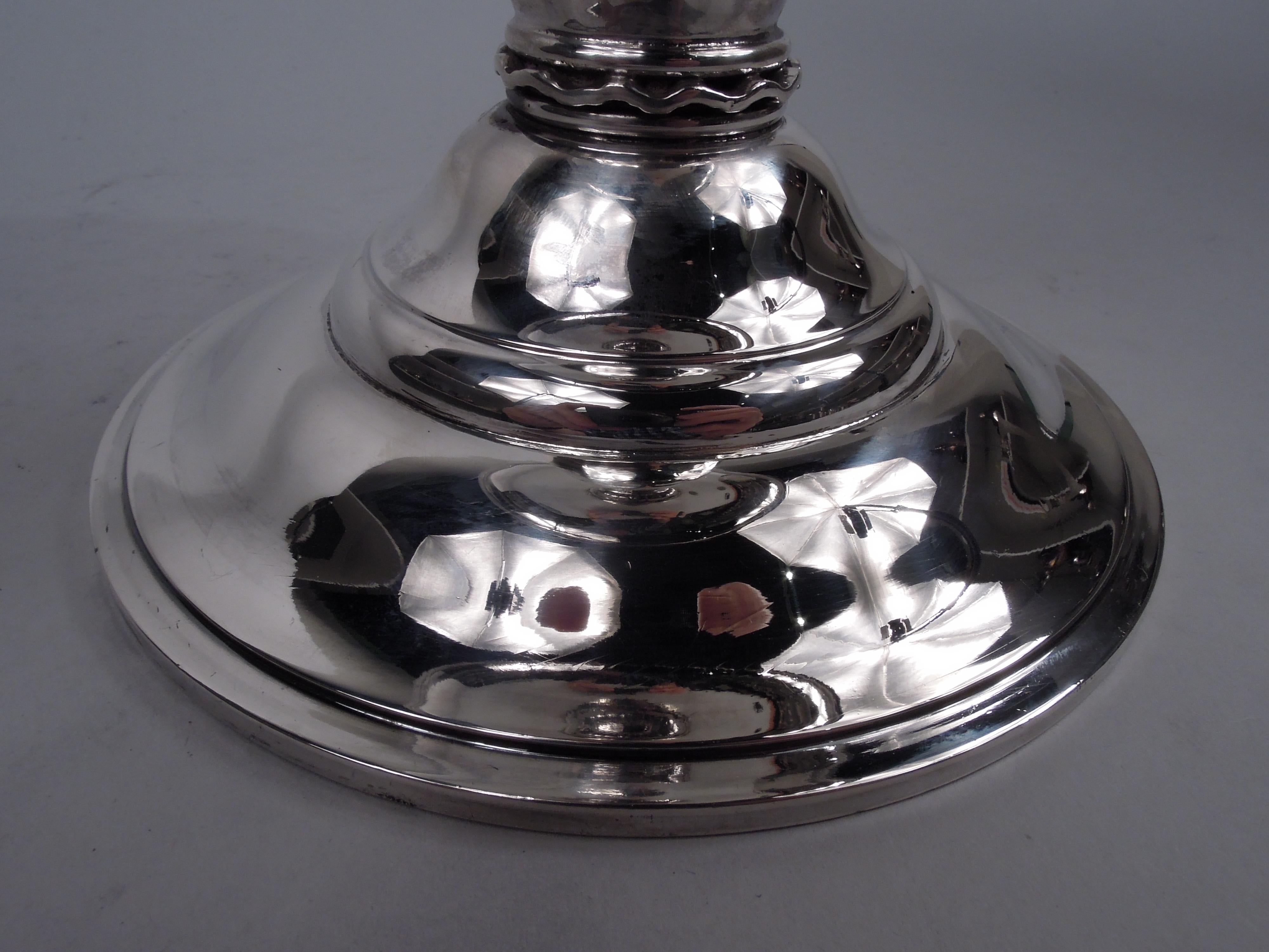 Tall Danish Midcentury Modern Classical Sterling Silver Compote In Good Condition For Sale In New York, NY