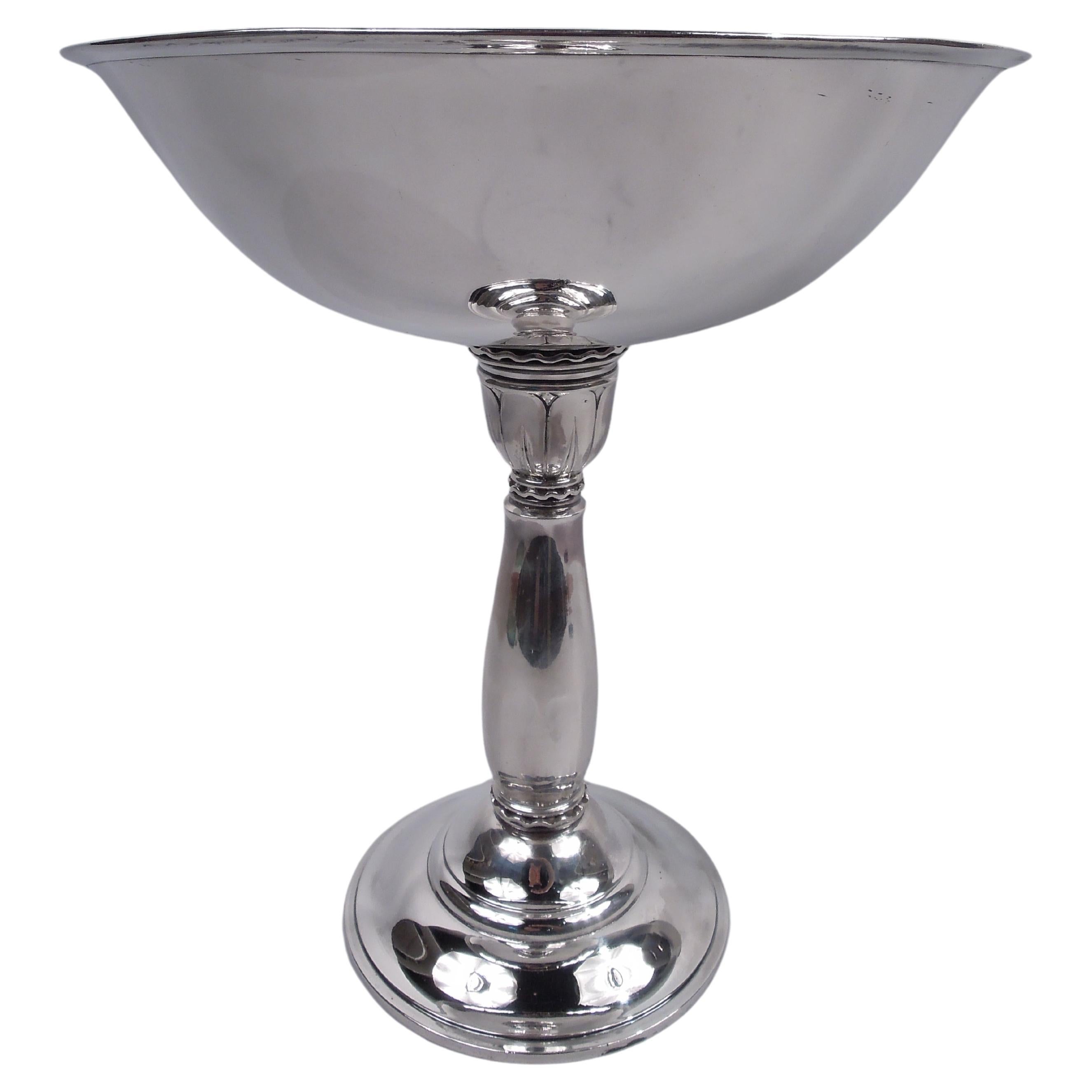 Tall Danish Midcentury Modern Classical Sterling Silver Compote For Sale