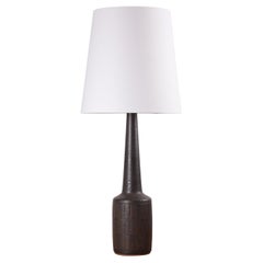 35.4" Tall Danish Midcentury Palshus Ceramic Table Lamp Dark Brown Glaze, 1960s