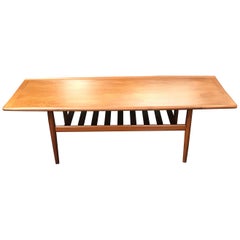 Tall Danish Midcentury Teak Coffee Table by Grete Jalk for Glostrup