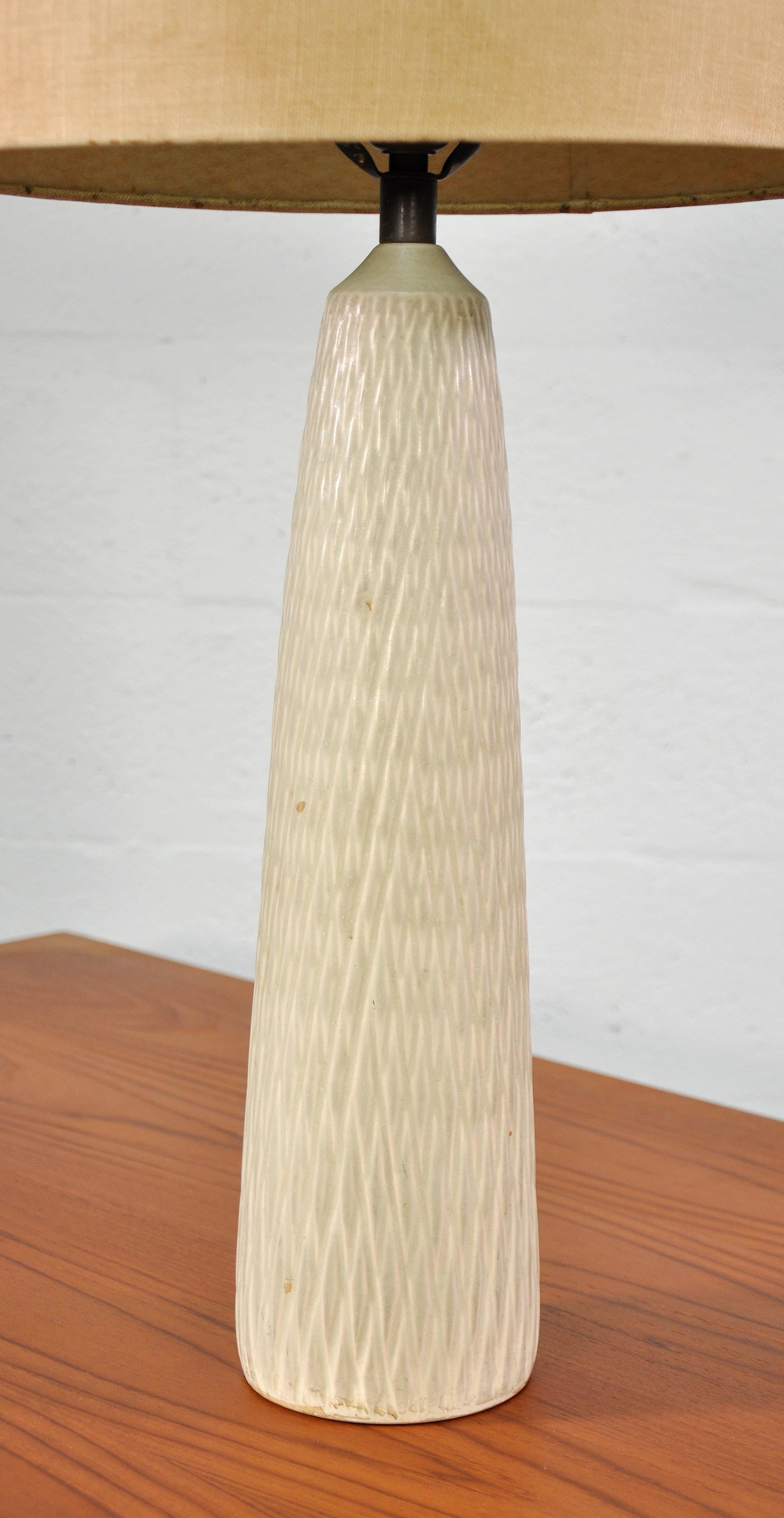 Tall Danish Cream Ceramic Table Lamp, 1950s For Sale 1