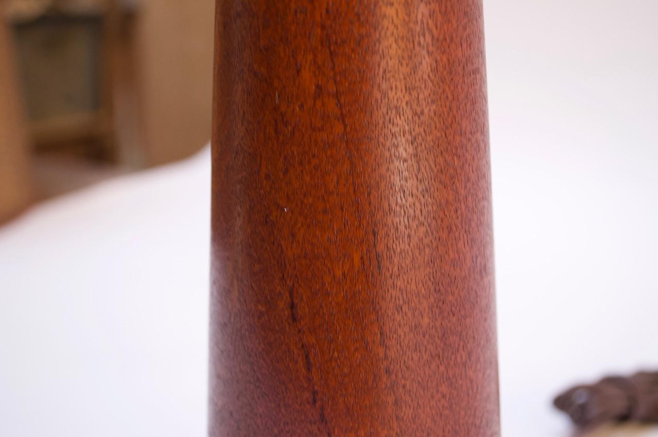 Tall Danish Modern Conical Table Lamp in Teak and Brass For Sale 1