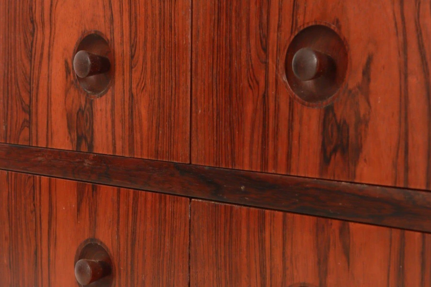 20th Century Tall Danish Modern Cupboard in Brazilian Rosewood For Sale