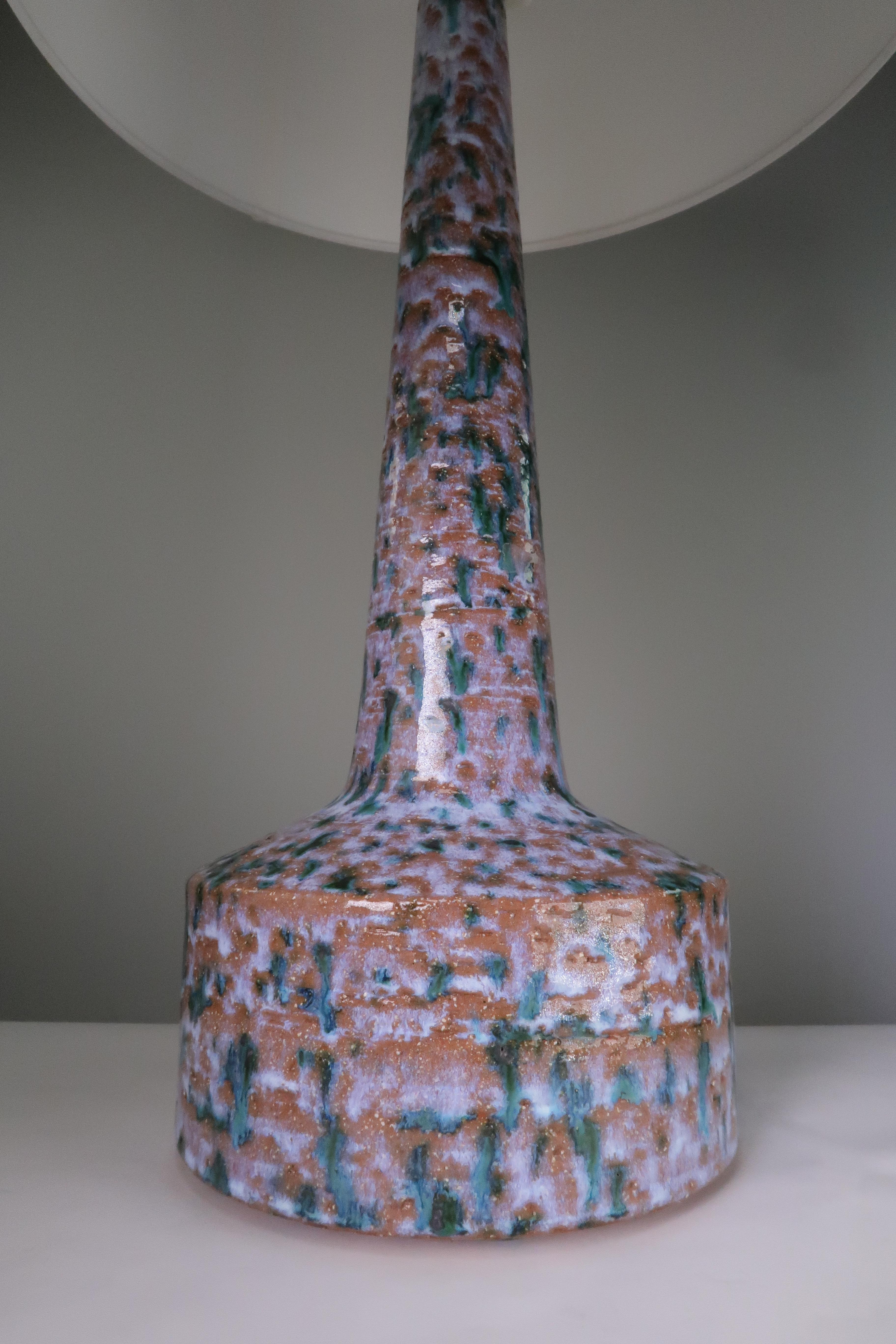 20th Century Tall Modernist Multicolored Ceramic Table Lamp, 1971 For Sale