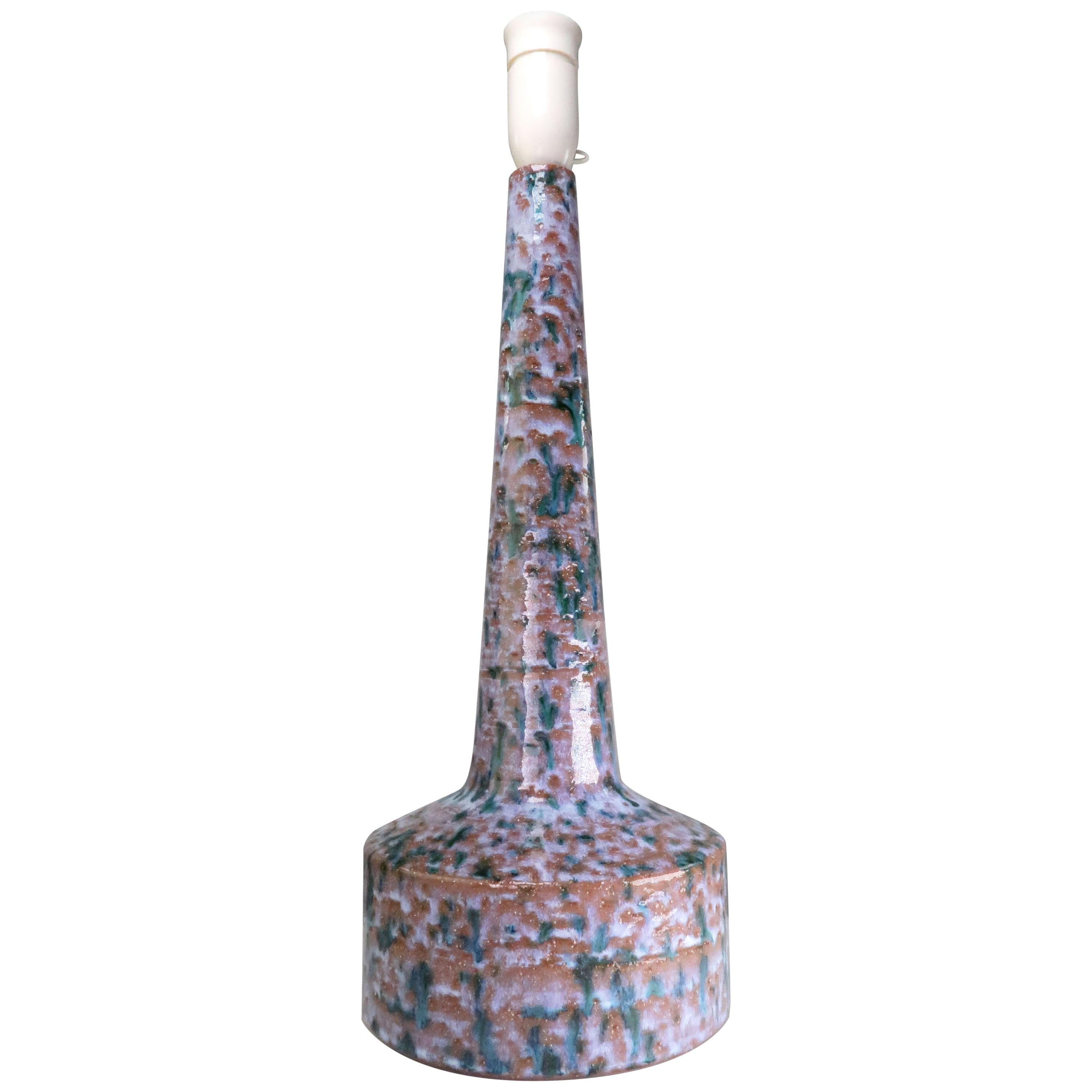 Tall Modernist Multicolored Ceramic Table Lamp, 1971