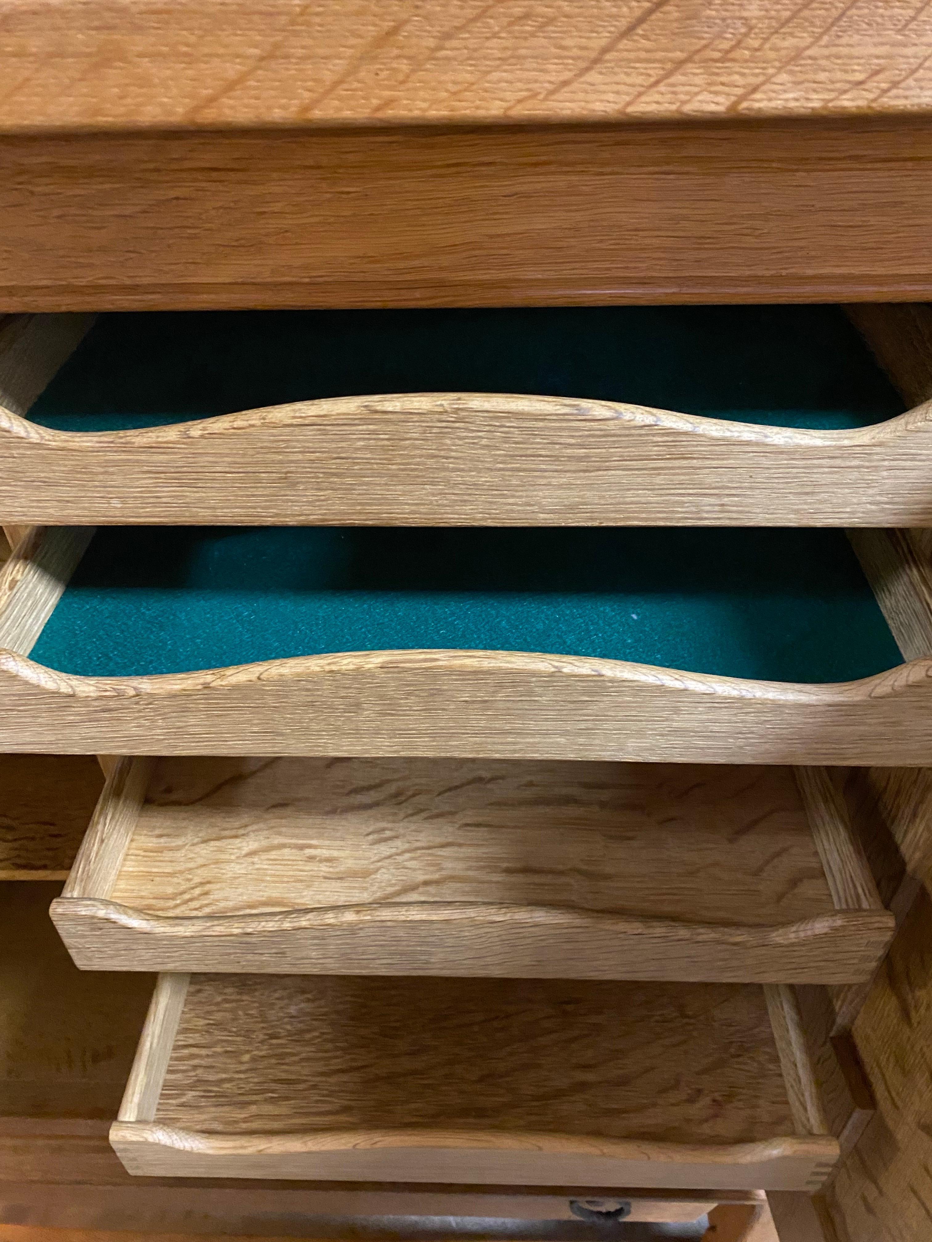 Oak Tall Danish Modern Sideboard by Henning Kjaernulf, Circa 1960s For Sale