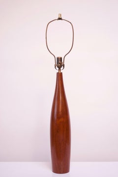 Tall Danish Modern Turned Teak Lamp by ESA