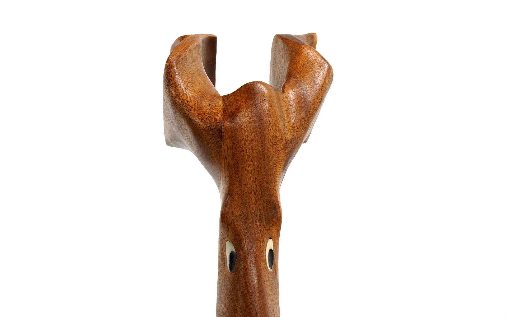 Tall Danish Teak Animal Sculpture by Knud Albert, Denmark, Signed In Good Condition For Sale In Kansas City, MO