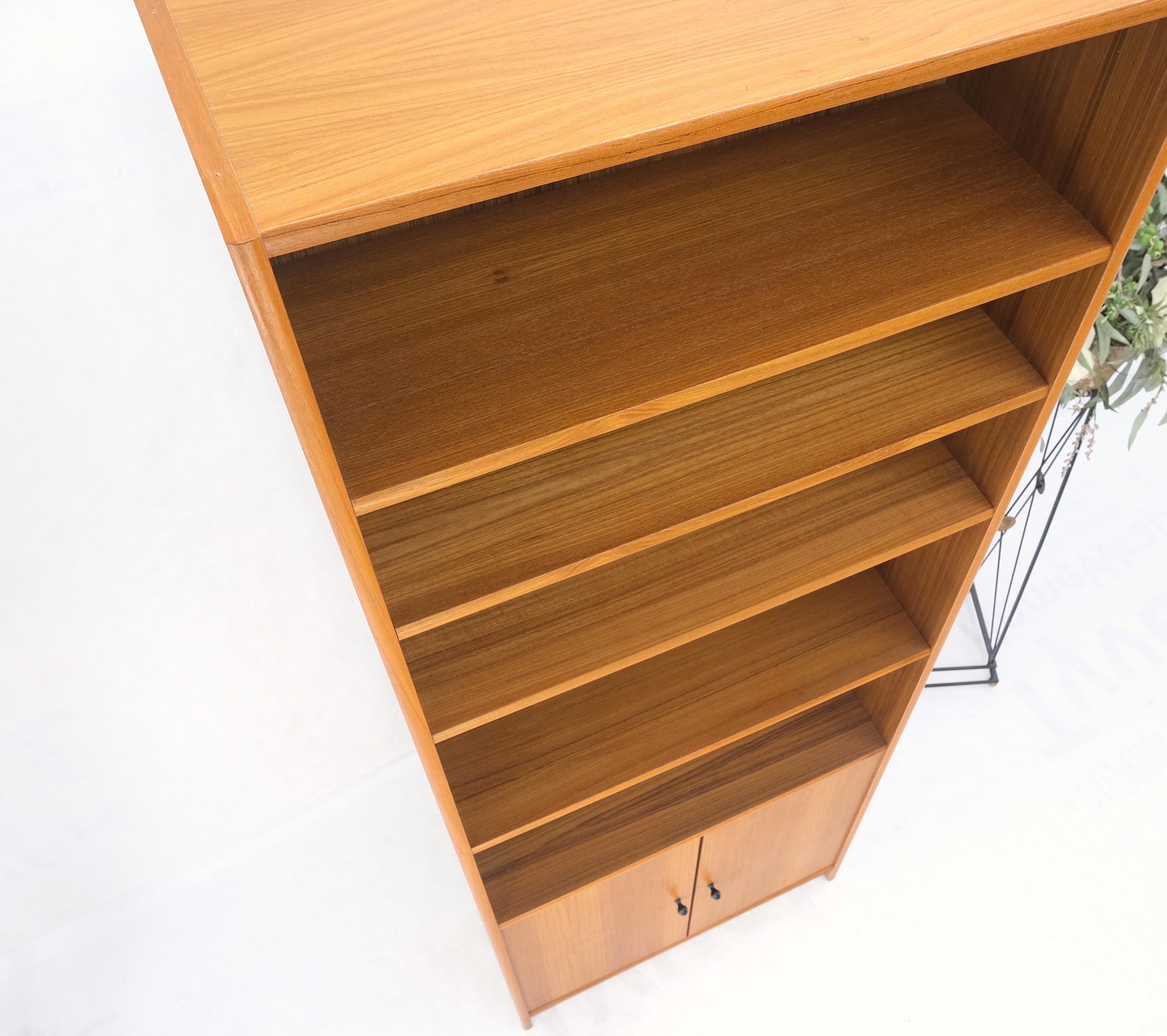Tall Danish Teak Mid-Century Modern Bookcase Adjustable Shelves 2 Door Compartme 5