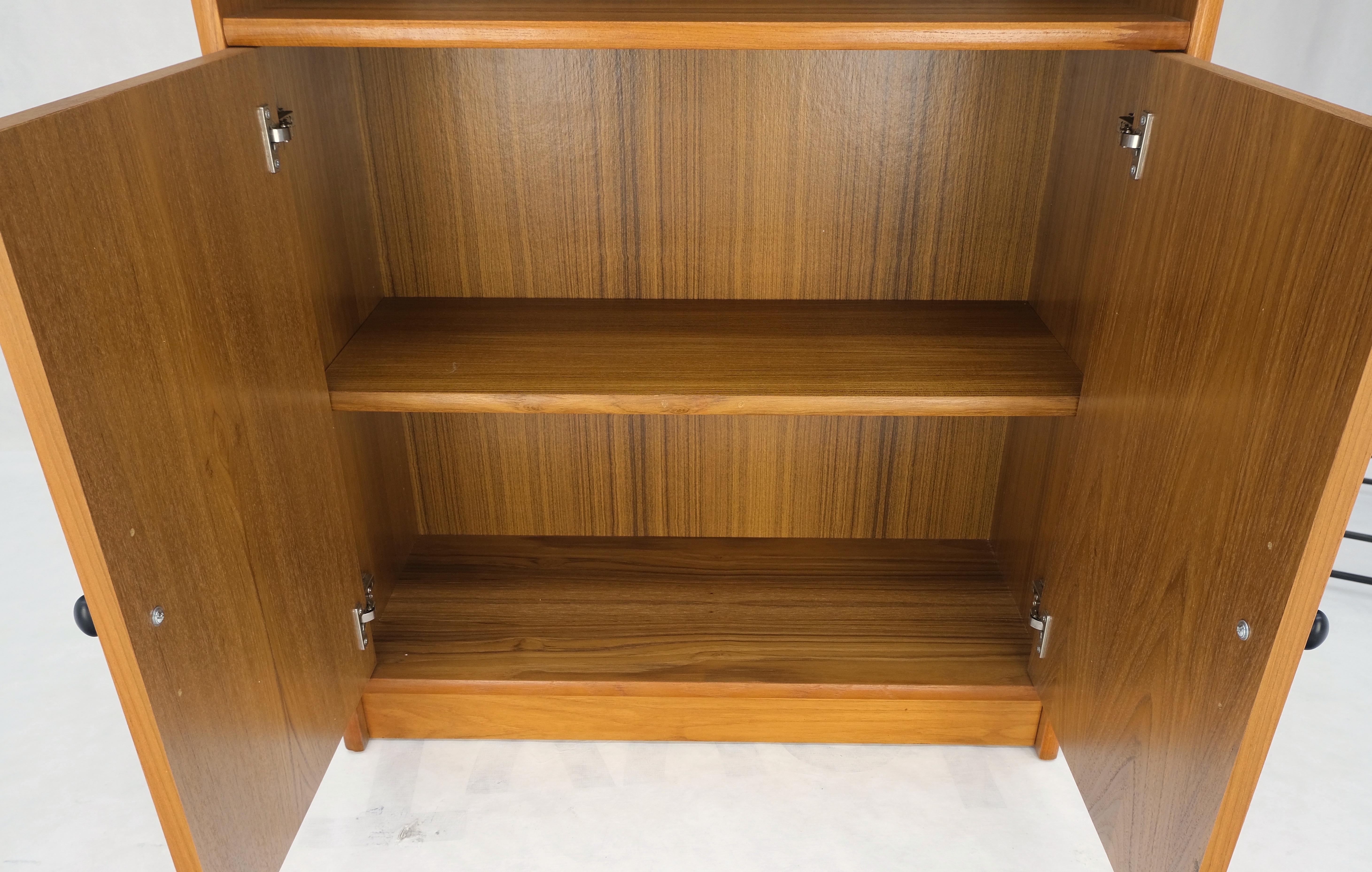 Tall Danish Teak Mid-Century Modern Bookcase Adjustable Shelves 2 Door Compartme 7
