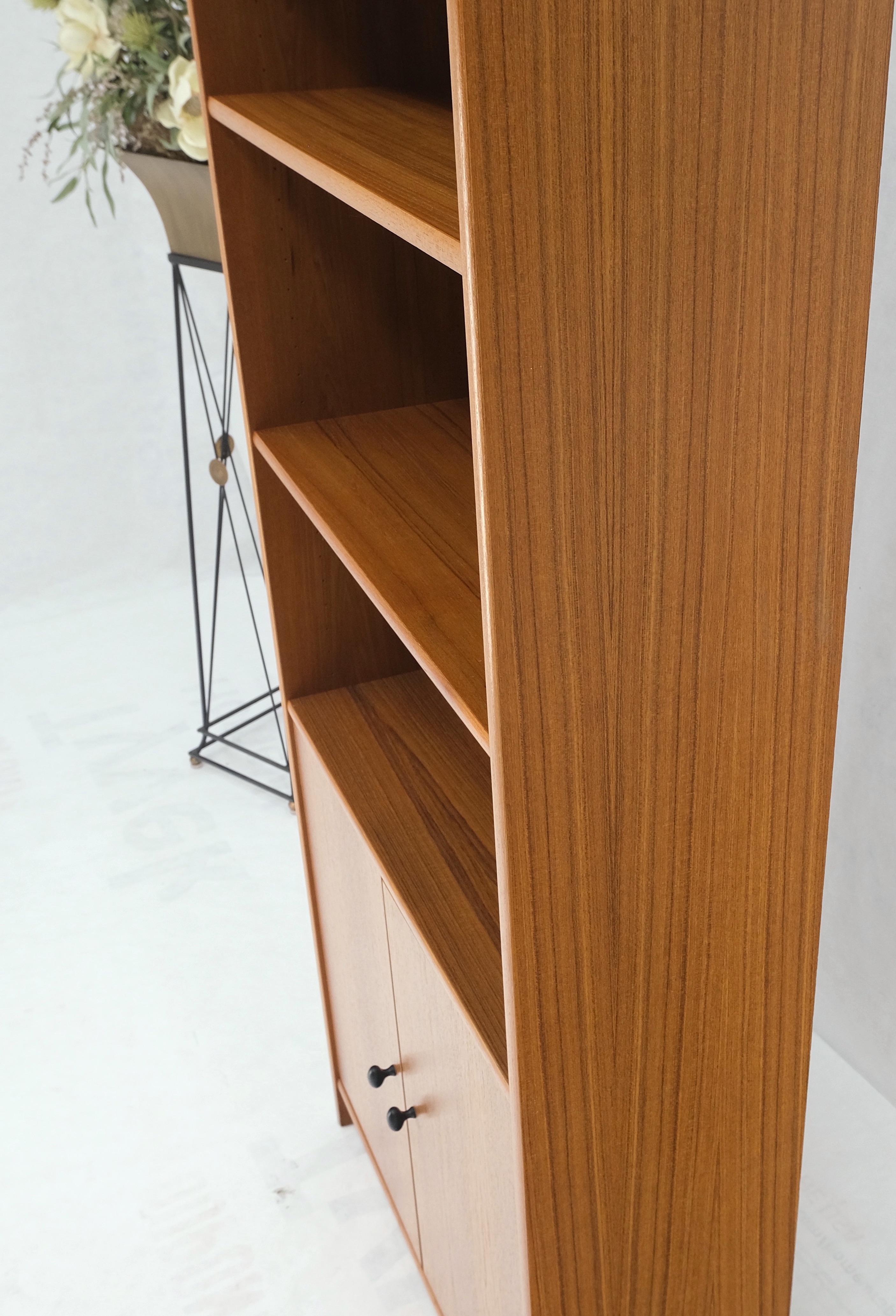 Tall Danish Teak Mid-Century Modern Bookcase Adjustable Shelves 2 Door Compartme 9