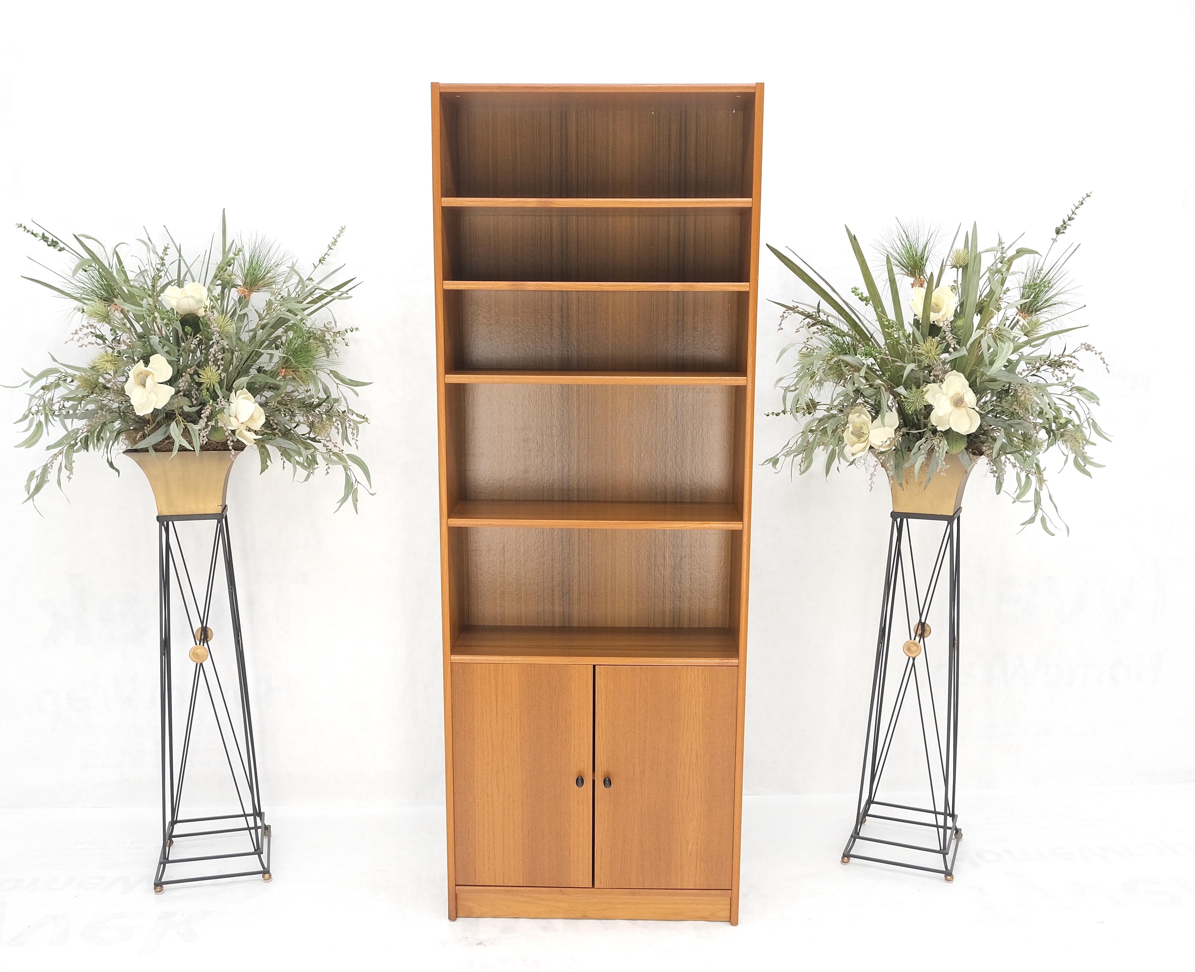 Tall Danish Teak Mid-Century Modern Bookcase Adjustable Shelves 2 Door Compartmet MINT!