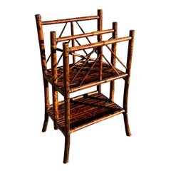 Brown Standing English Bamboo Magazine Rack Sheet Music Stand or Canterbury