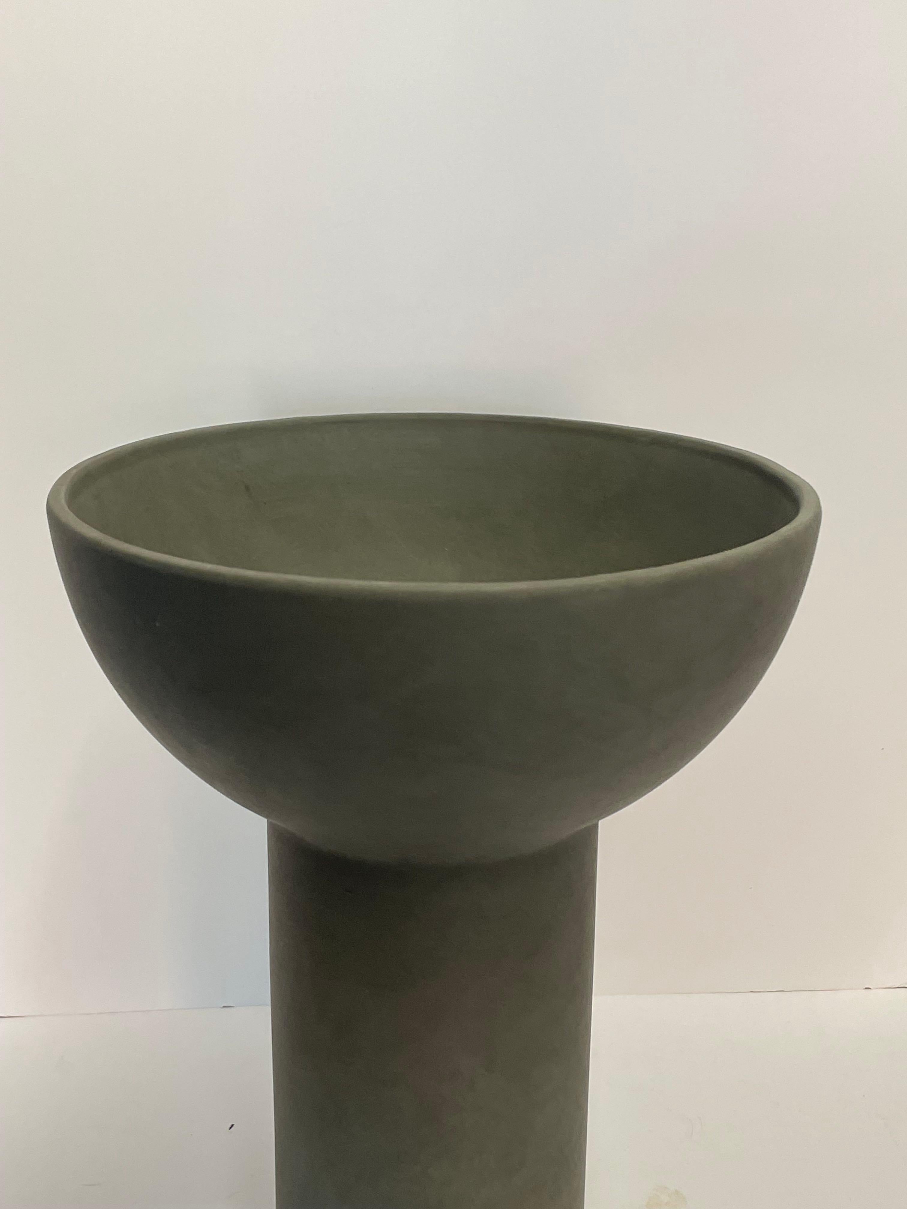 Contemporary Danish designed tall dark grey matte glazed finish vase.
Tubular shape with large cup shaped top.