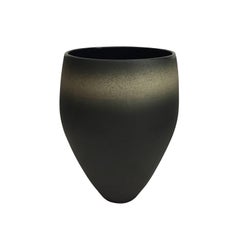 Tall Dark Matte Ombre Glaze Ceramic Vase with Gloss Interior by Sandi Fellman