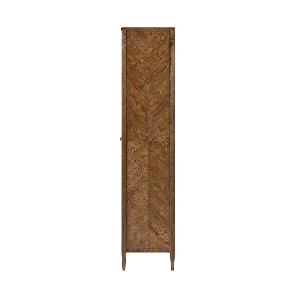 Vietnamese Tall Dark Oak Two Door Cabinet For Sale