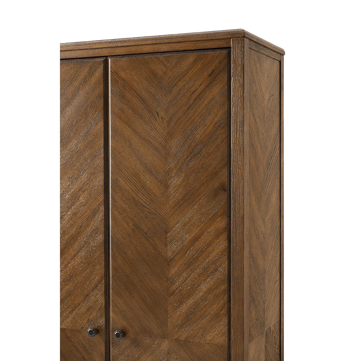 Tall Dark Oak Two Door Cabinet In New Condition For Sale In Westwood, NJ