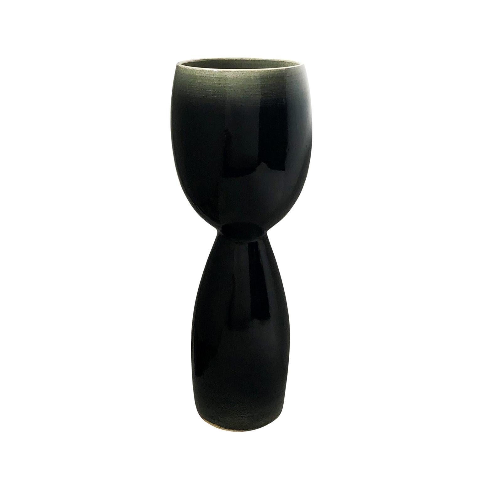 Tall Dark Ombre Glaze Ceramic Chalice by Sandi Fellman For Sale