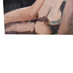Tall Dark Portrait Painting of a Nude Woman by Clair Seglem, 20th Century