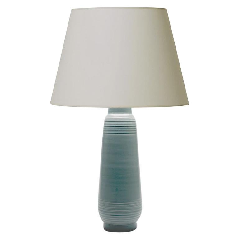 Tall Deco or Funkis Table Lamp in Pale Blue by Ewald Dahlskog For Sale