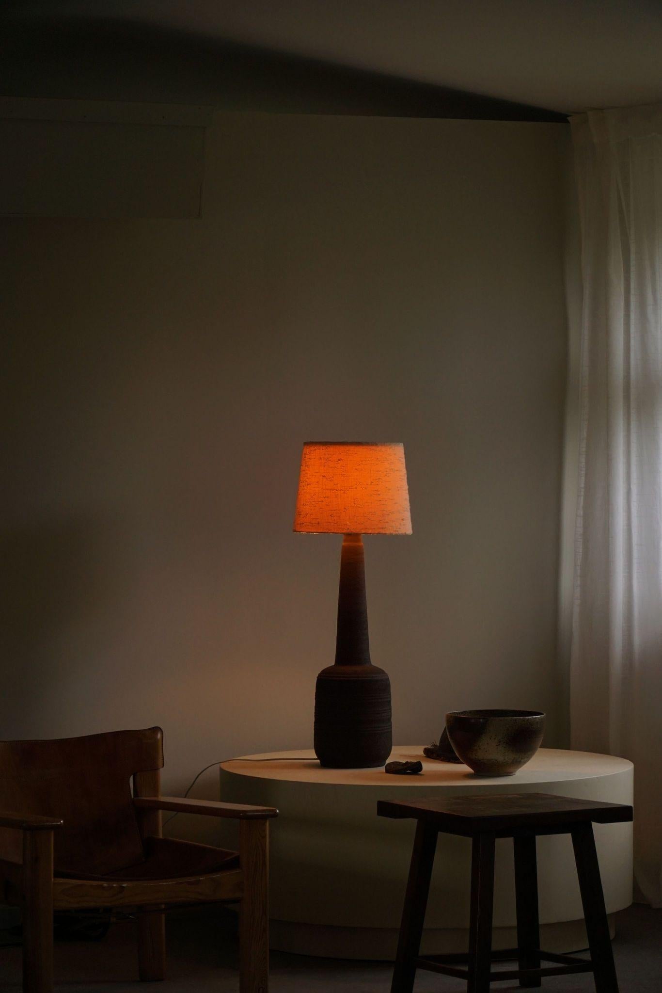 Scandinavian Modern Tall Decorative Organic Ceramic Lamp, Danish Midcentury, 1970s For Sale