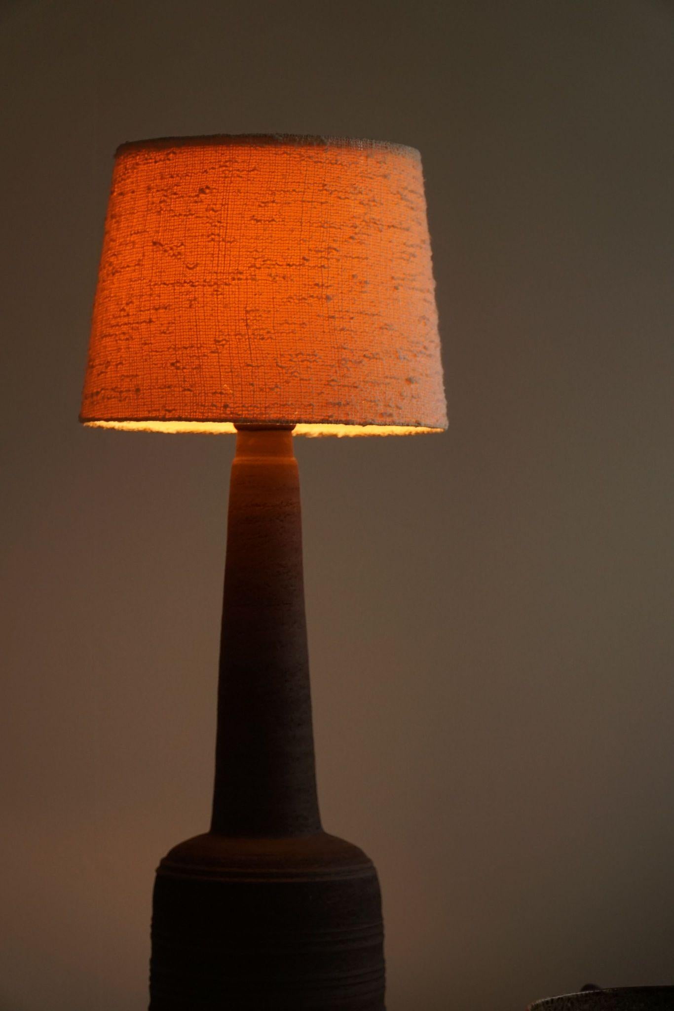 Scandinavian Tall Decorative Organic Ceramic Lamp, Danish Midcentury, 1970s For Sale