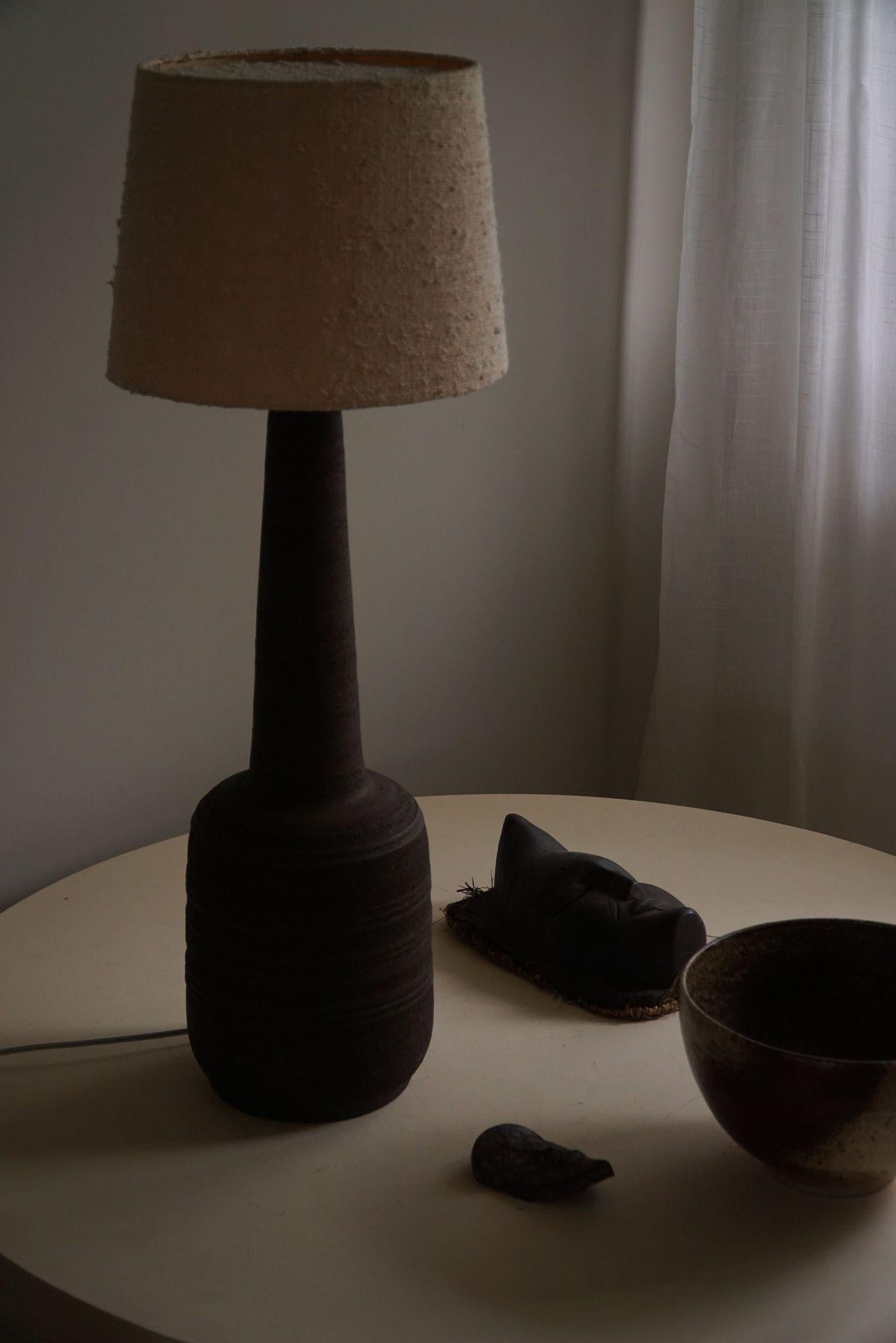 20th Century Tall Decorative Organic Ceramic Lamp, Danish Midcentury, 1970s For Sale