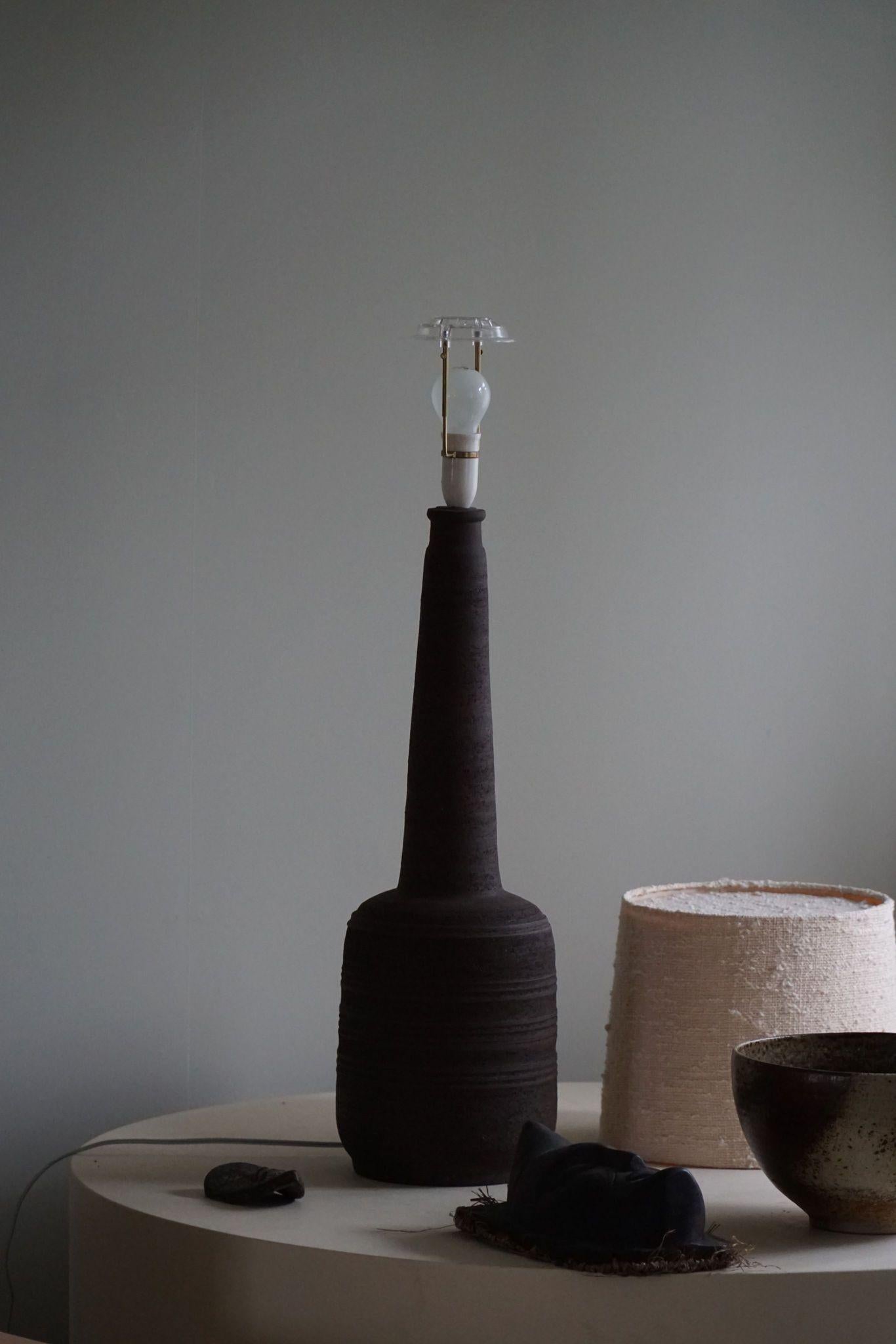 Tall Decorative Organic Ceramic Lamp, Danish Midcentury, 1970s For Sale 1
