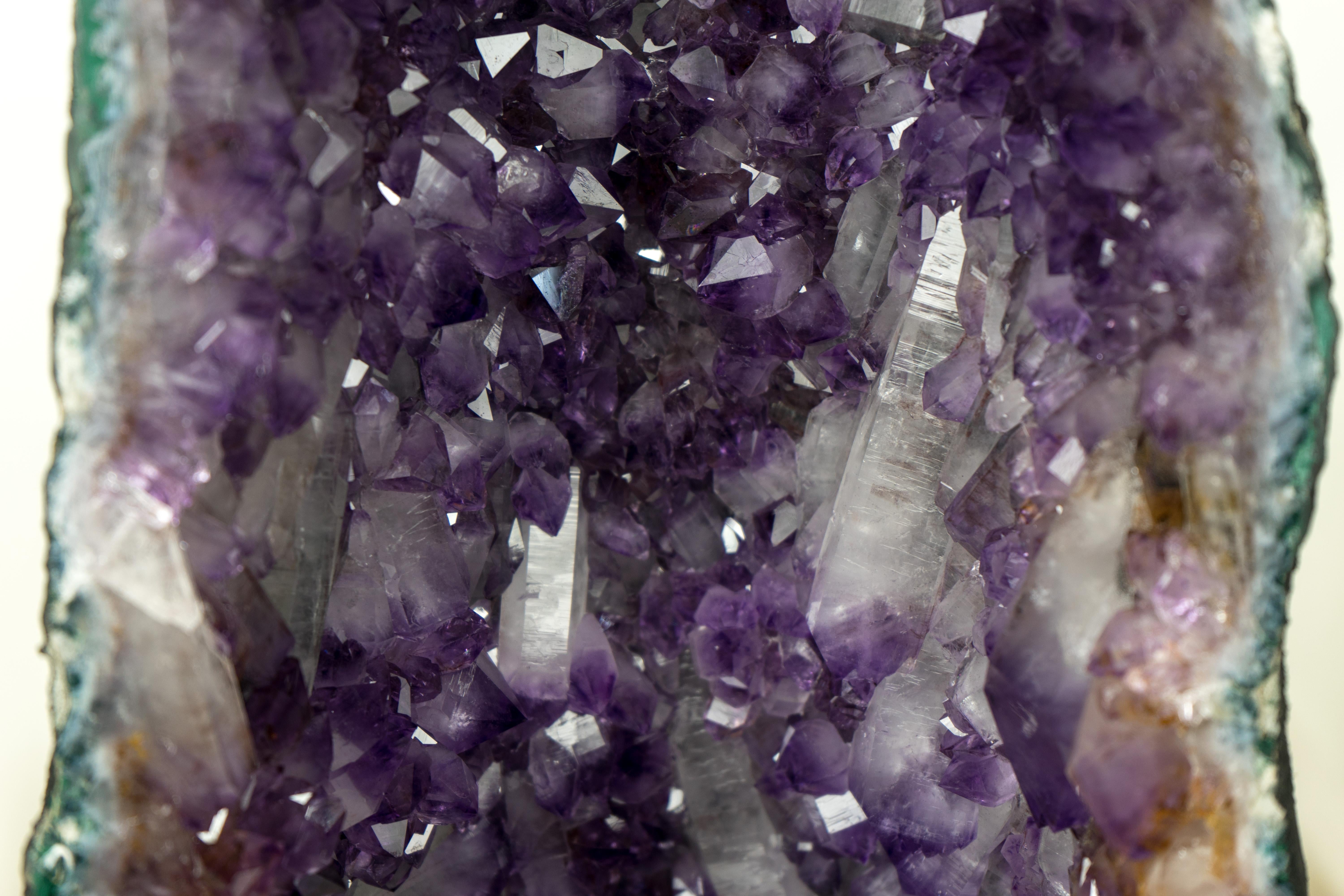 Tall Deep Purple Amethyst Crystal Geode Cathedral, with Rare Druzy Formation For Sale 8