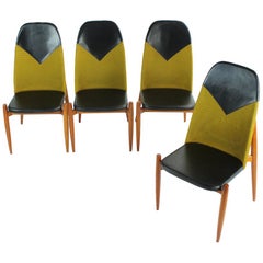 Tall Dining Chairs in Teak Wood, Czechoslovakia, circa 1970