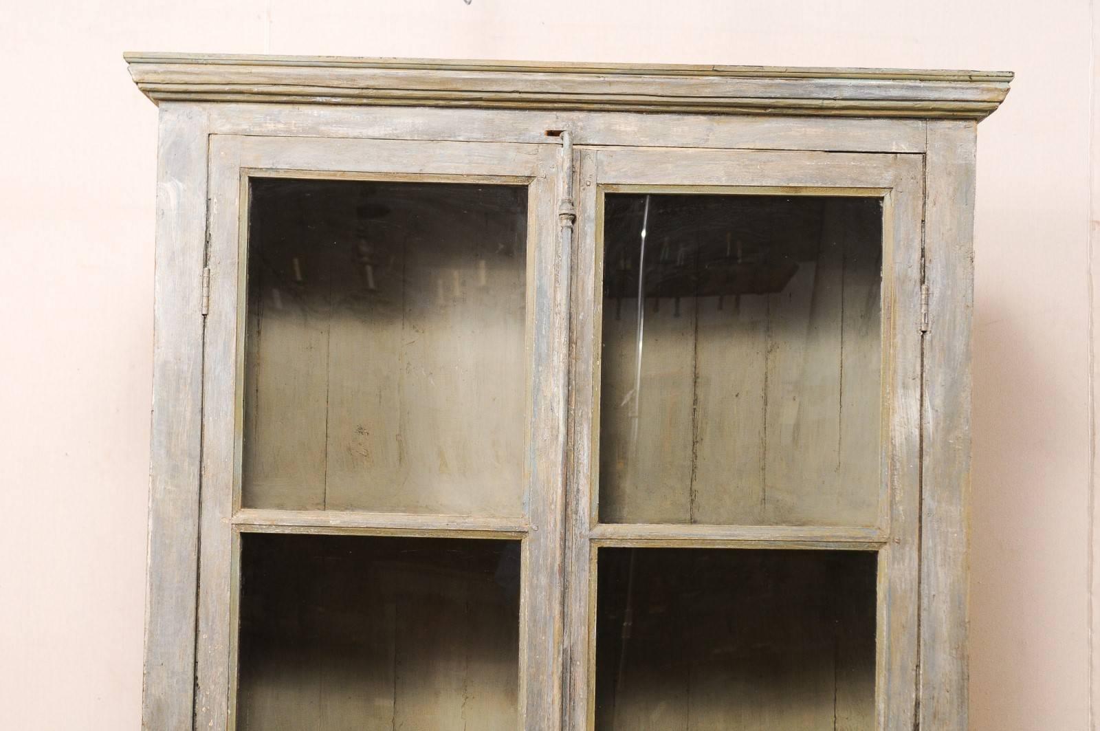 rustic wood display cabinet