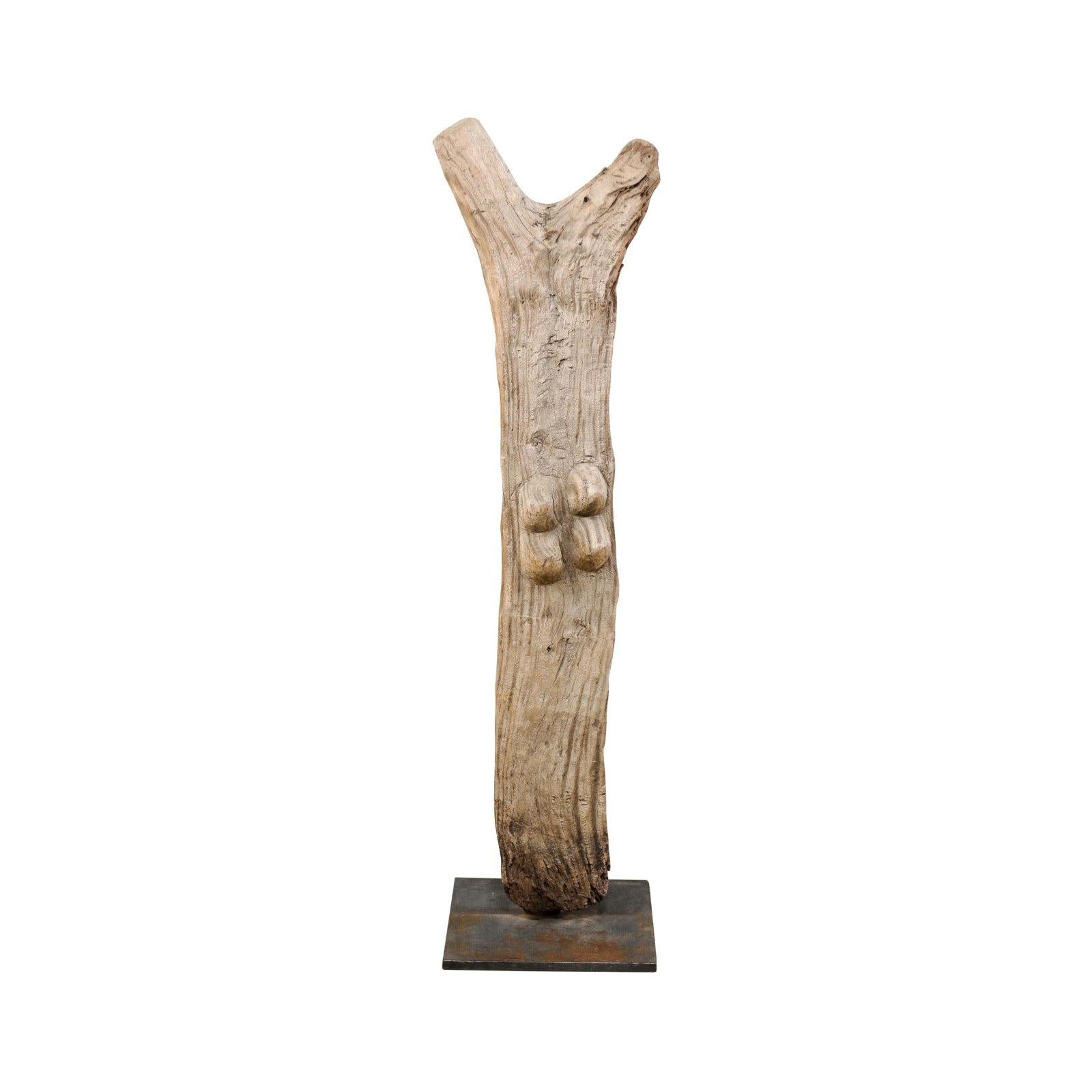 Tall Dogan Tribe Hand Carved Wood Toguna Post, Mid-20th Century
