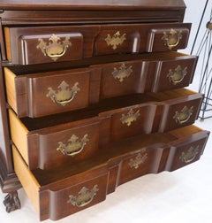 Tall Double Glass Doors Ball Claw Carved Finial Drop Block Front Secretary MINT!