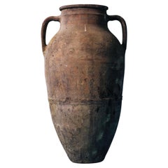 Tall Double-Handled Terracotta Storage Jar, Early 20th Century Mediterranean Ves