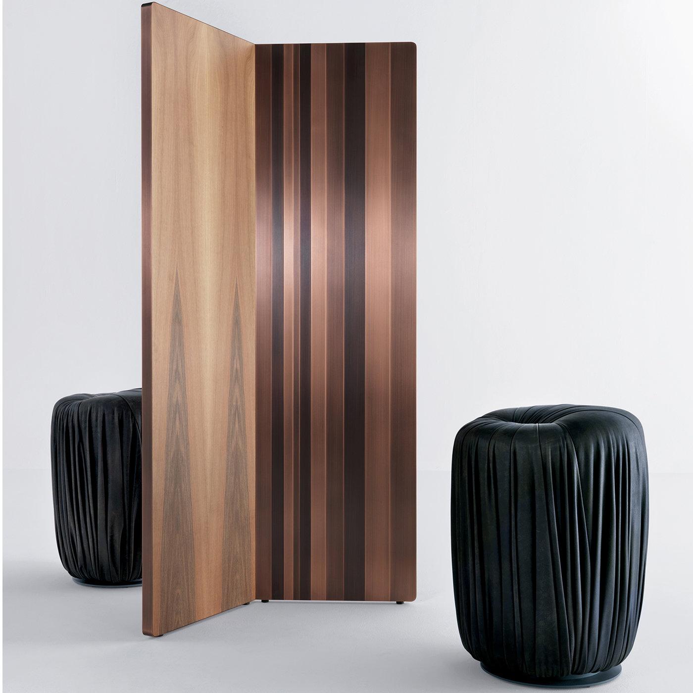 Hand-Crafted Tall Drapè Pouf by Bartoli Design For Sale