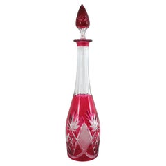 Tall Drinks Liquor Decanter in Pink and Clear Cut Crystal