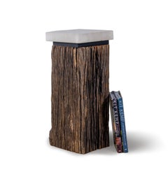 Tall Dutch Canal Post in Weathered Iron Wood
