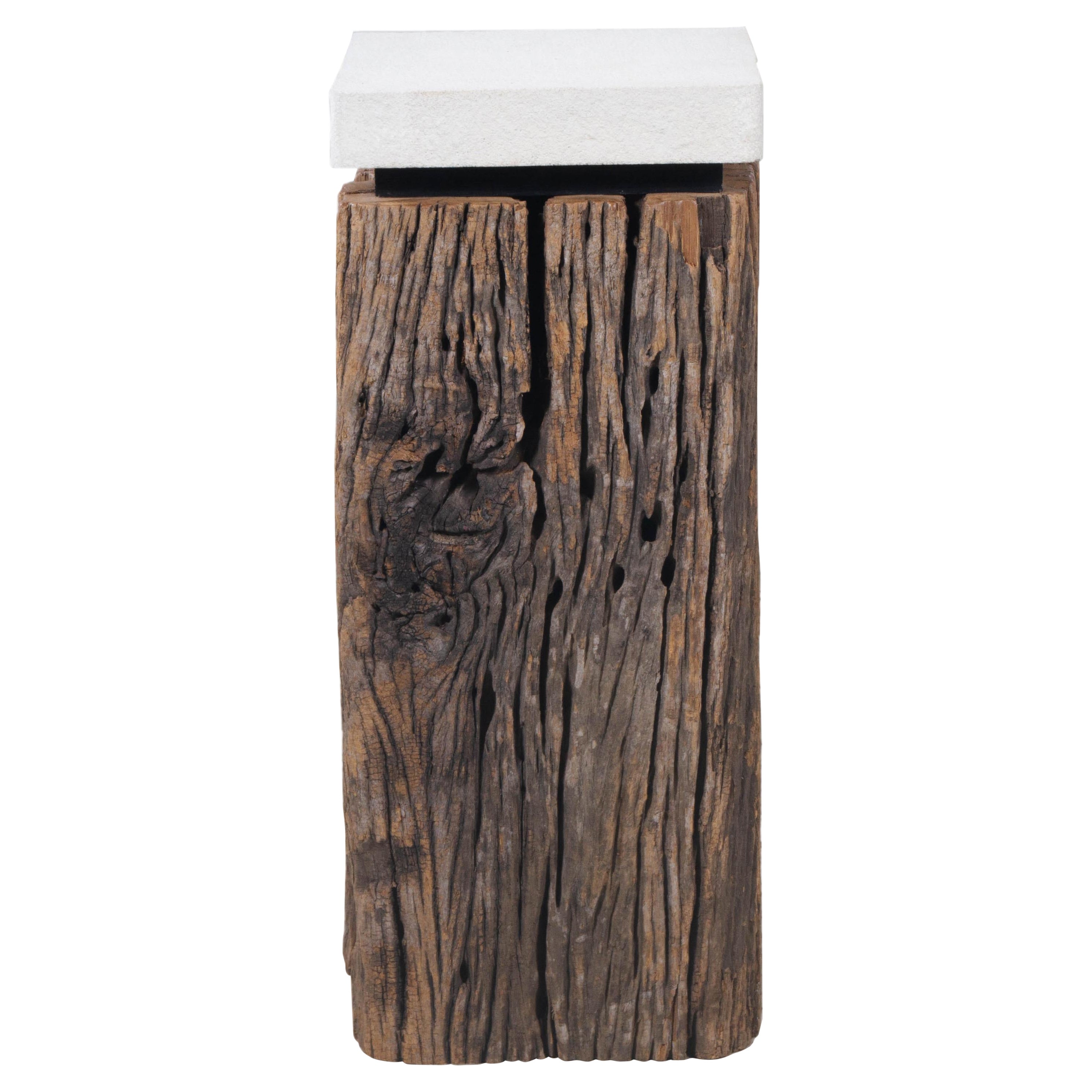 Tall Dutch Canal Post in Weathered Iron Wood