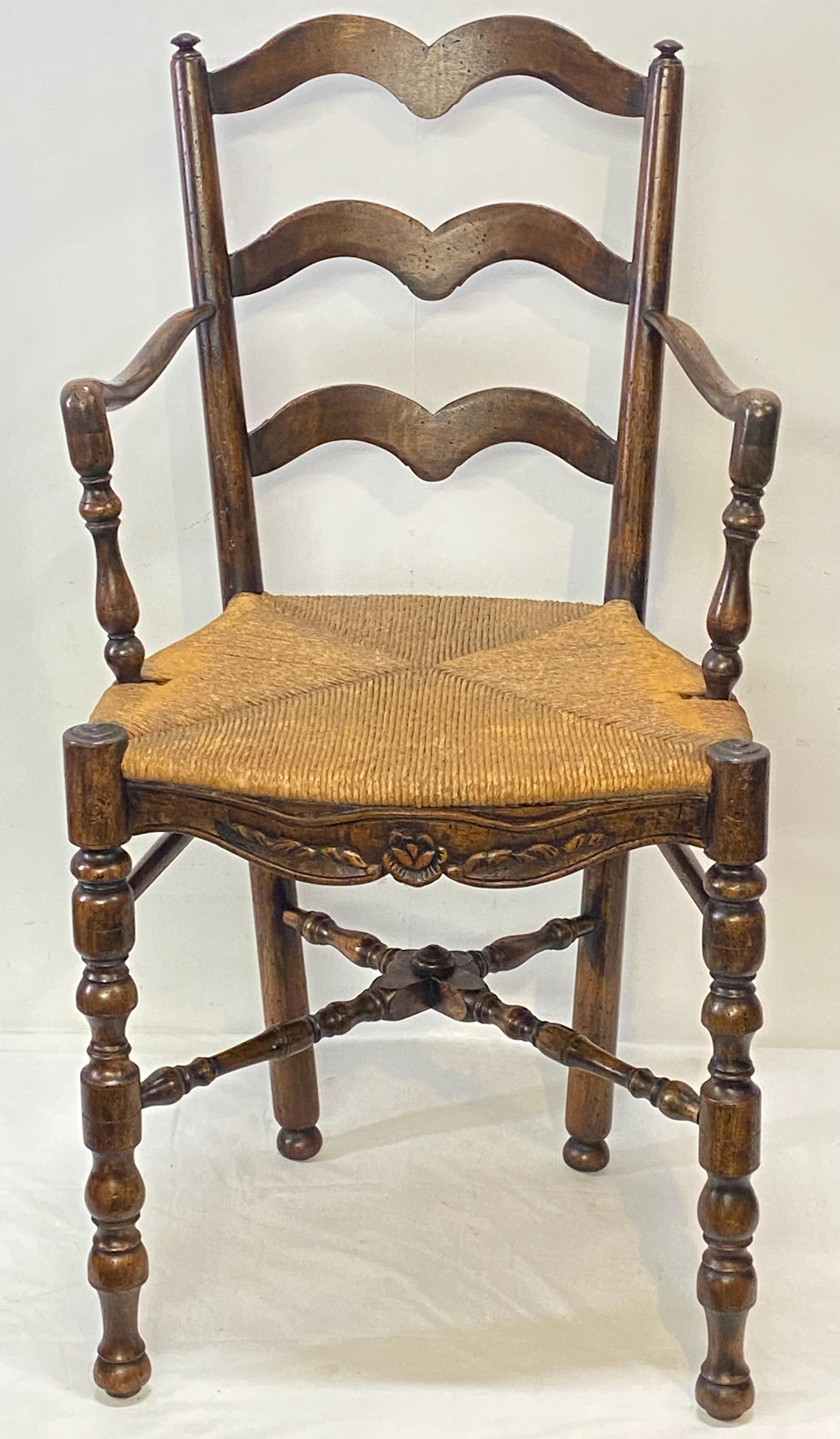 Tall Early 19th Century French Provincial Walnut Armchair For Sale 2
