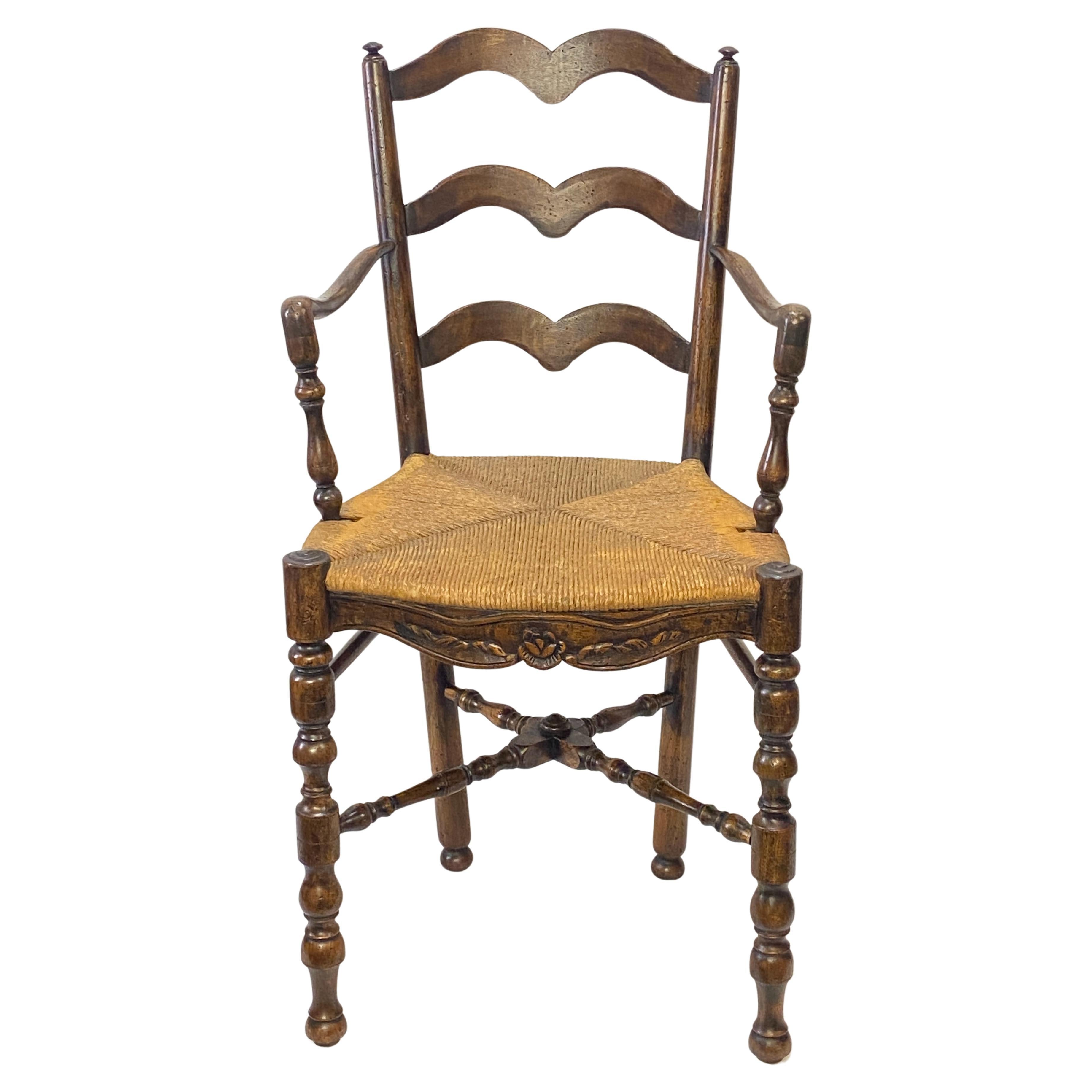 Tall Early 19th Century French Provincial Walnut Armchair