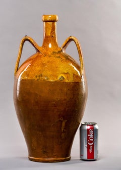 Tall Early 20th C Confit Jar with Handles and Narrow Neck