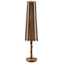 Tall Early 20th Century French Bamboo Table Lamp with Conical Shade