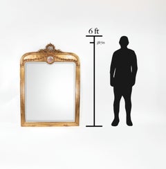 Tall Early 20th Century French Giltwood Mirror with Porcelain Plaque