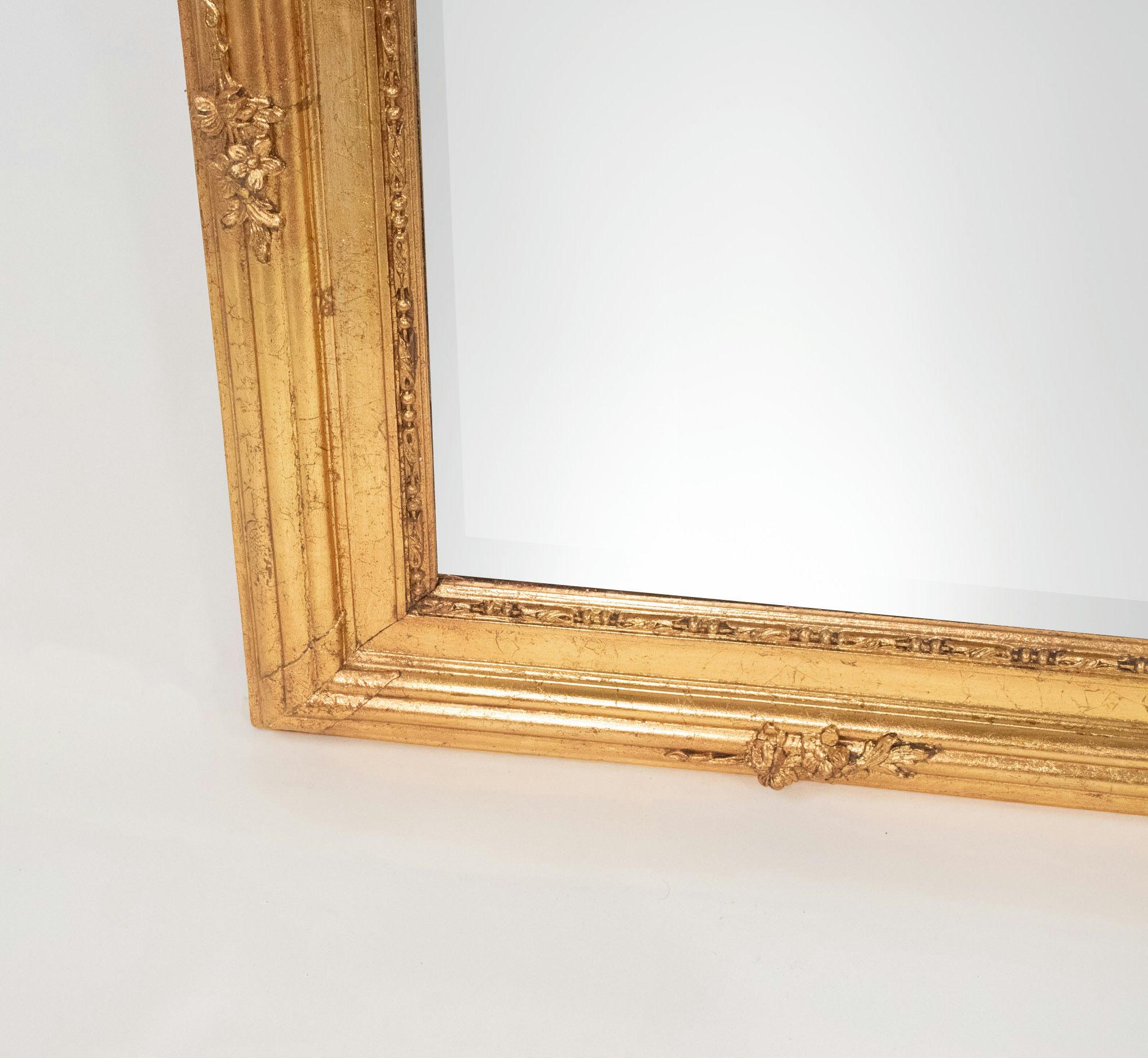 Tall Early 20th Century French Giltwood Mirror with Porcelain Plaque For Sale 2